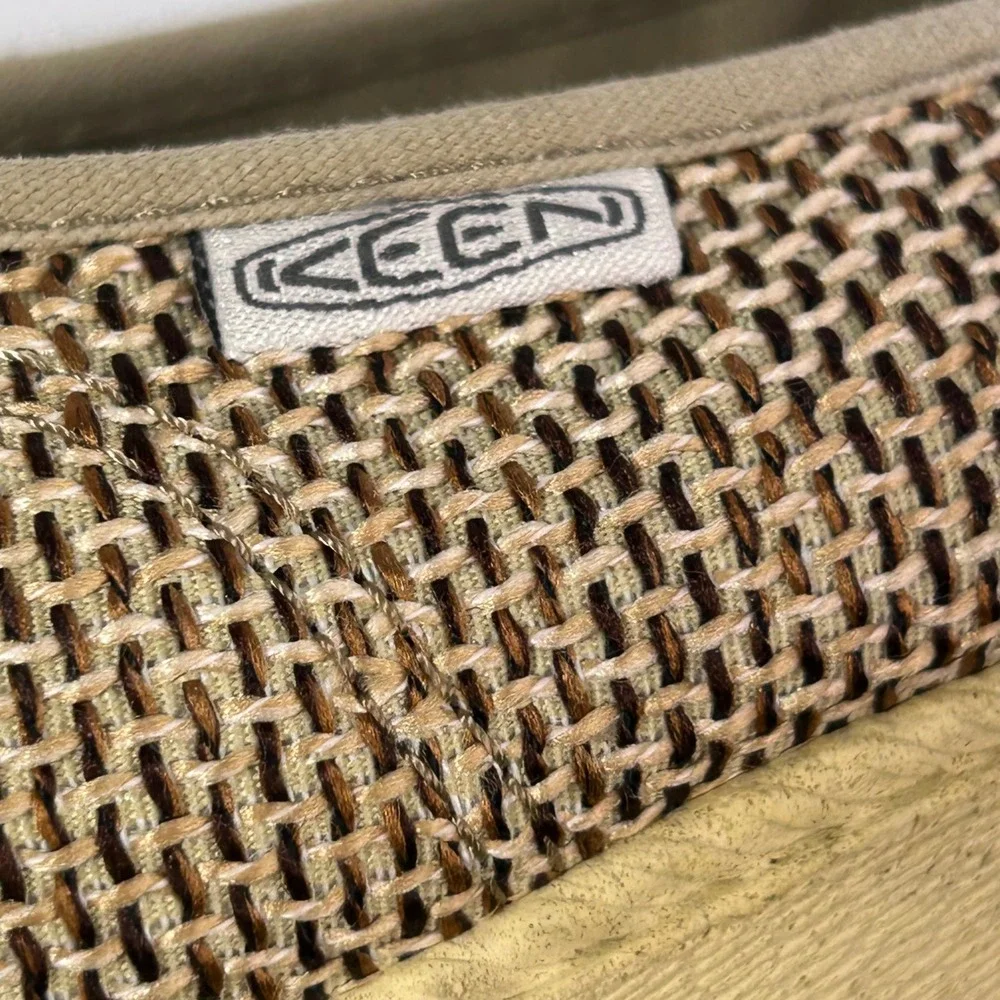 KEEN Women 8 Tan Brown Woven Peep Toe Wedge Sandals Shoes 1012412 Slip On